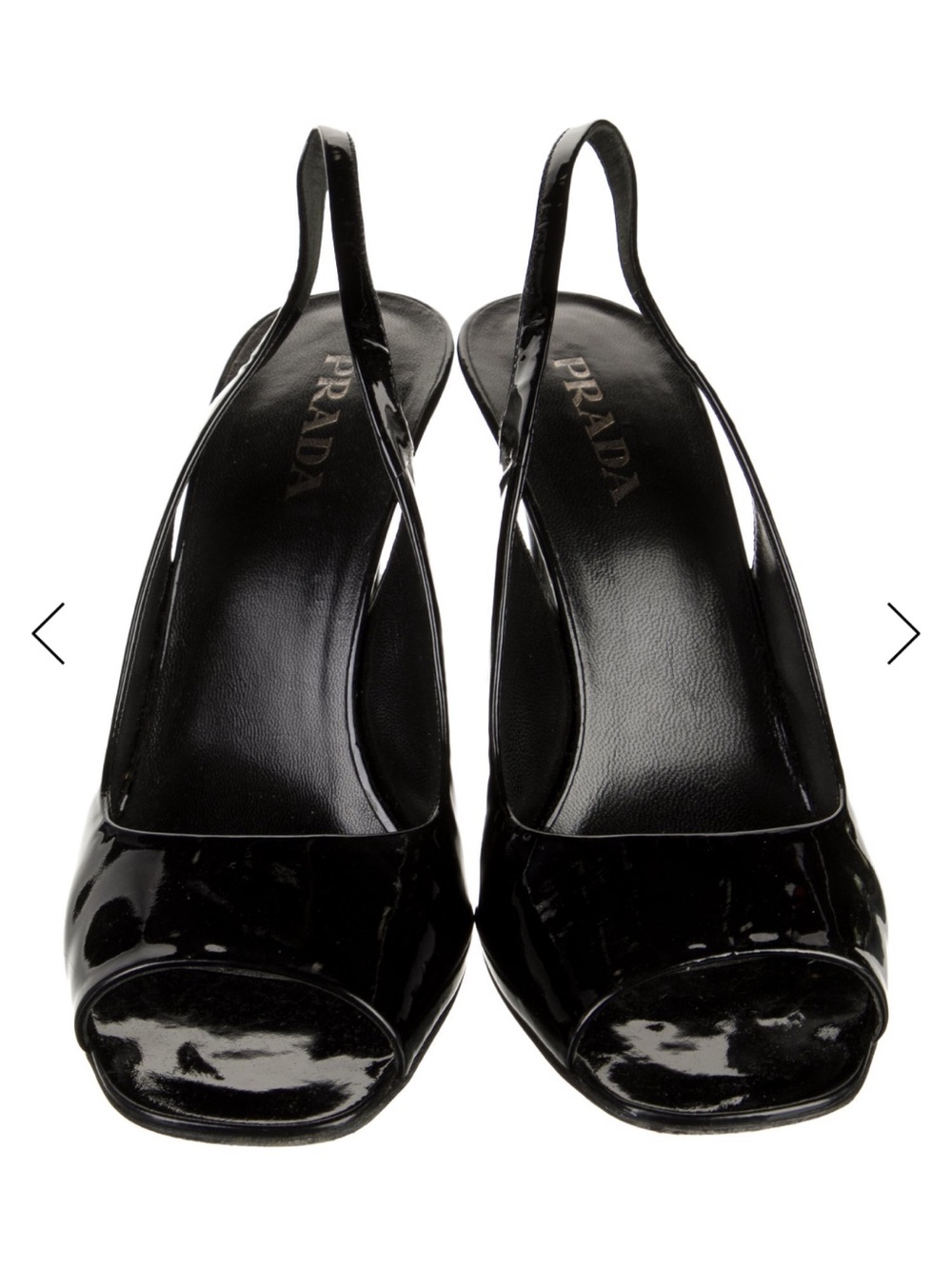 Black Patent Peep-Toe Slingback Prada Heels - Picture 3 of 6